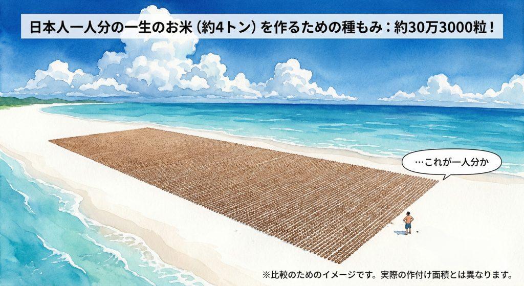 日本人一生分のお米を作るのに必要な「種もみ」は何粒？