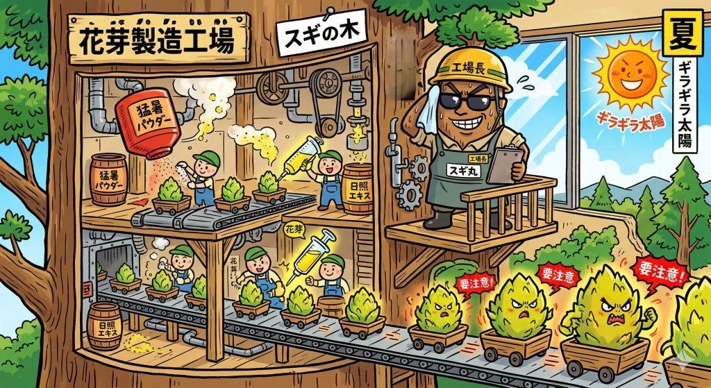 猛暑の翌年は要注意！スギ花粉の飛散量は「去年の夏」ですでに決まっていた！